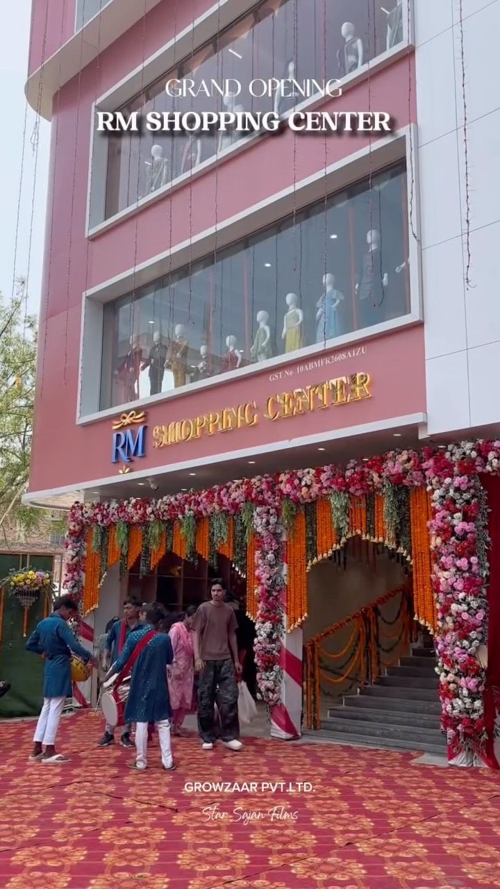 Grand opening entrance decorated with flowers